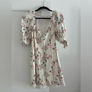 For Love & Lemons Rose Stripe Mini Dress Ivory Size L